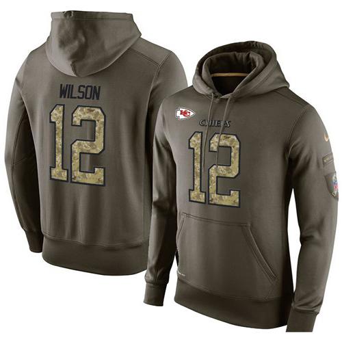 NFL Men's Nike Kansas City Chiefs #12 Albert Wilson Stitched Green Olive Salute To Service KO Performance Hoodie - Click Image to Close